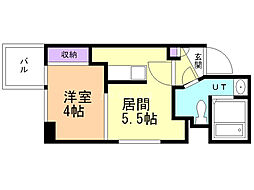 プライマル札幌北18条 1DKの間取図画像