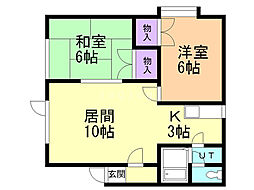 百合ヶ原アベニューB 2LDKの間取図画像