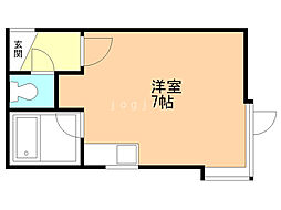 クリエイト北28条2 ワンルームの間取図画像