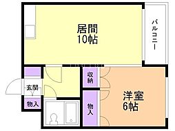 ノースハイツ桑嶋 1LDKの間取図画像
