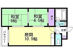 ノースマンション北31条 2LDKの間取図画像