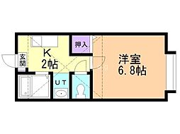 フラット麻生 1Kの間取図画像