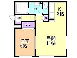 ルナ.パレス2重金 1LDKの間取図画像