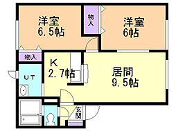 コンドミニアム 2LDKの間取図画像