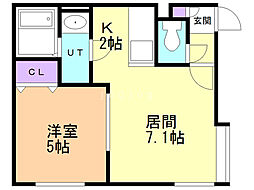 ブルークリスタル66 1LDKの間取図画像