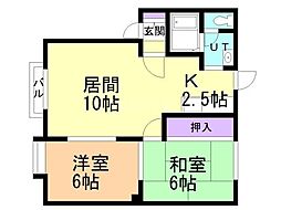 パステルメゾン 2LDKの間取図画像