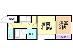 メニーズコートソウセイタウンC 1DKの間取図画像