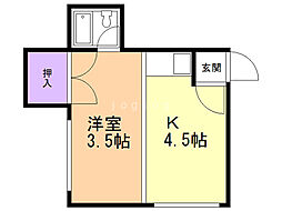 キングパレス5B棟 1DKの間取図画像