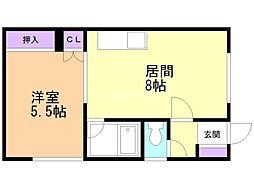 リトルパーク3 1LDKの間取図画像