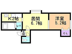 ソレイユ327 1LDKの間取図画像