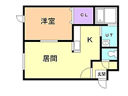 グランディアアサブ 1LDKの間取図画像