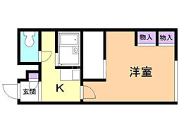 レオパレスグリーンパーク 1Kの間取図画像