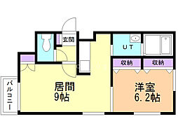 コムフォート北16条 1LDKの間取図画像