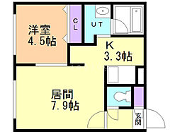 プランドール麻生 1LDKの間取図画像