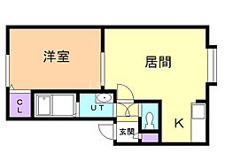 M'sプレイス百合が原 1LDKの間取図画像