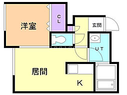 フルハウスN42 1LDKの間取図画像