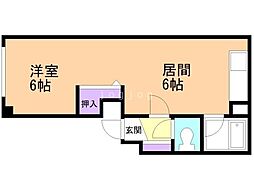 ハーベスト38 1DKの間取図画像