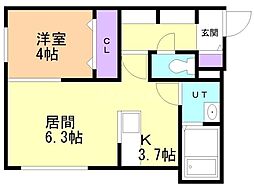 札幌市北区新琴似十条1丁目マンション 1LDKの間取図画像