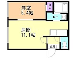 札幌市北区新琴似十条1丁目マンション 1LDKの間取図画像