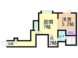 ウィッシュ 1LDKの間取図画像