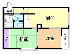 アパートメンツ松田B 2LDKの間取図画像