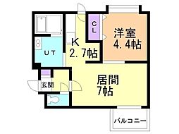 ブロッサ麻生 1LDKの間取図画像