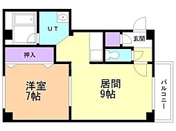エール麻生MS 1LDKの間取図画像