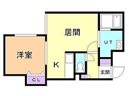 アンフオーレパープル 1LDKの間取図画像