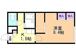 レオパレス石狩フローラ 1Kの間取図画像