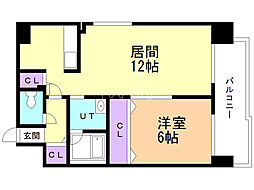 グランヴィルツザカビル 1LDKの間取図画像