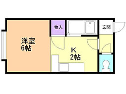 ハープファミリー 1Kの間取図画像