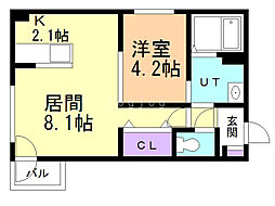 アルバグランデアサブ 1LDKの間取図画像