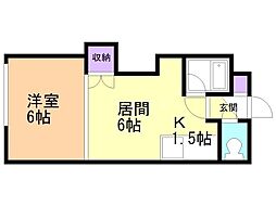 ハニサクル麻生 1DKの間取図画像