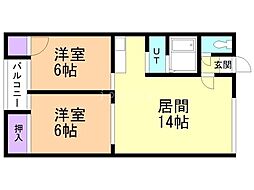 プレステージ札幌 2LDKの間取図画像