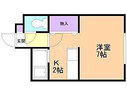 ハピネス栄町 1Kの間取図画像