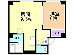 楡ビル 1LDKの間取図画像
