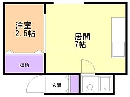 ノース18 1DKの間取図画像