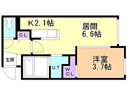 札幌市北区麻生町2丁目マンション 1LDKの間取図画像