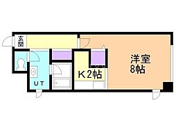 第23木村ビルサザンガーデン北大 1Kの間取図画像
