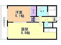 アビタNL43 1LDKの間取図画像