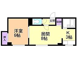 レジデンスコマチ 1LDKの間取図画像