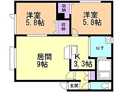 カーサ・N24 2LDKの間取図画像