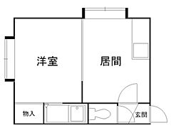 センターコート花川 1DKの間取図画像
