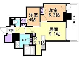 ザ・札幌タワーズウエストタワー 2LDKの間取図画像