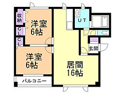 エスタシオン・イカワ1 2LDKの間取図画像