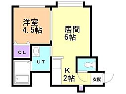 アリオンN28 1LDKの間取図画像