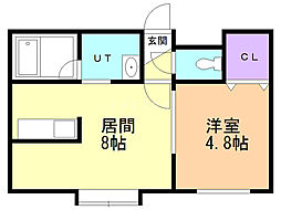 モンテN26 1LDKの間取図画像
