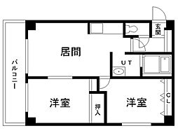 レジデンスカトウ 2DKの間取図画像
