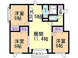 コーポ静和E 3LDKの間取図画像