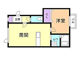 サンヴィレッジ楓 1LDKの間取図画像